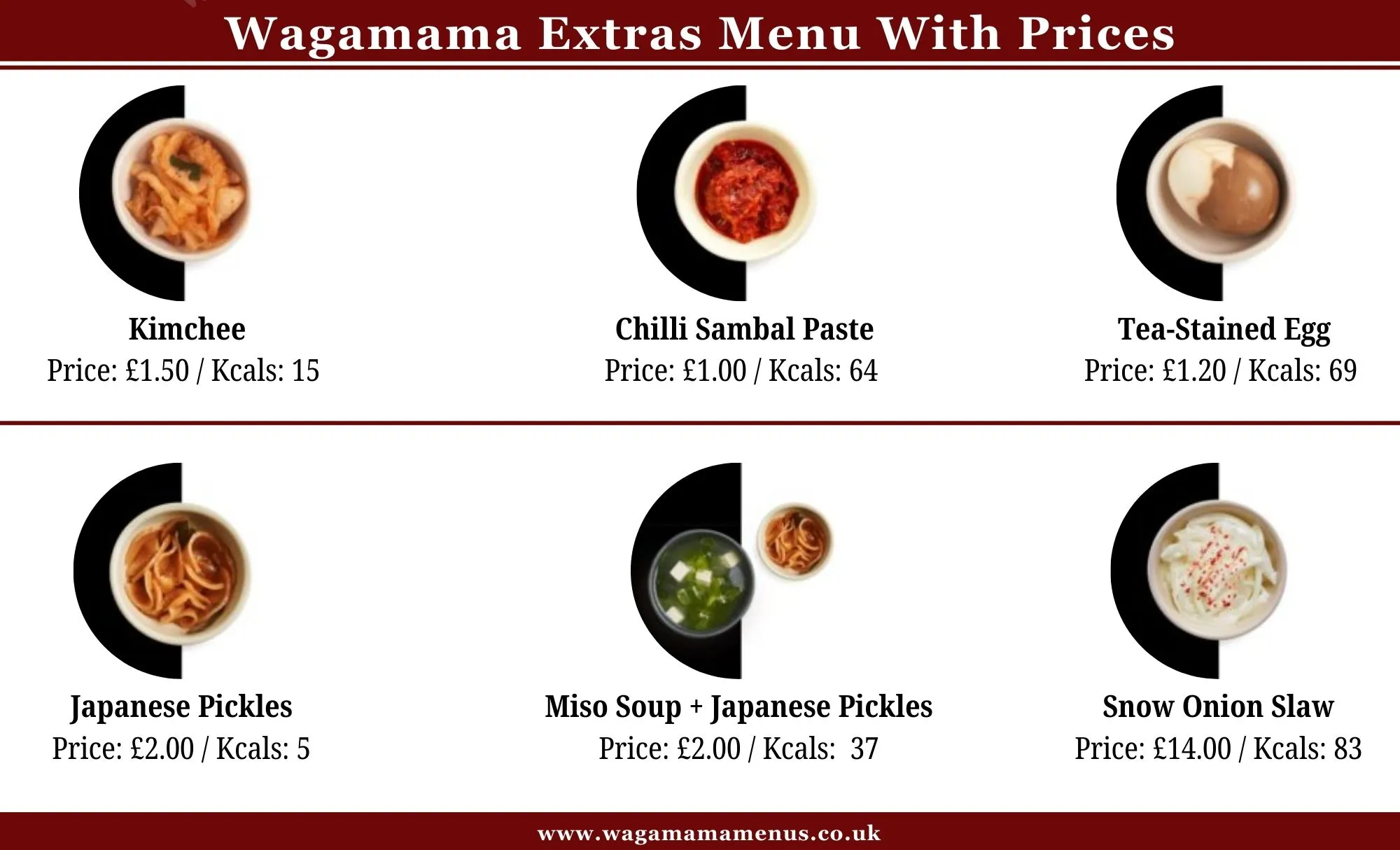 Wagamama Extras Menu With Prices